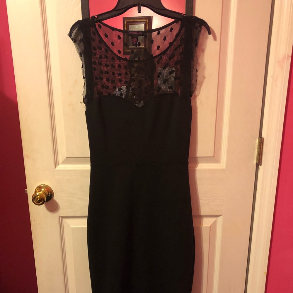 Material Girl Black Polka Dot Mesh Dress